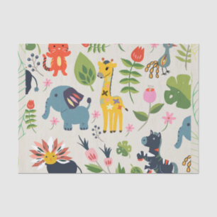 Animal Jungle Pastel Leaf Pattern Tissue Paper