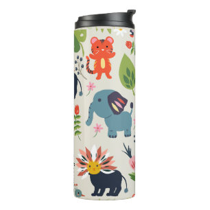 Animal Jungle Pastel Leaf Personalized Pattern  Thermal Tumbler