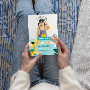 Animal Kid Preschool Photo Graduation Announcement