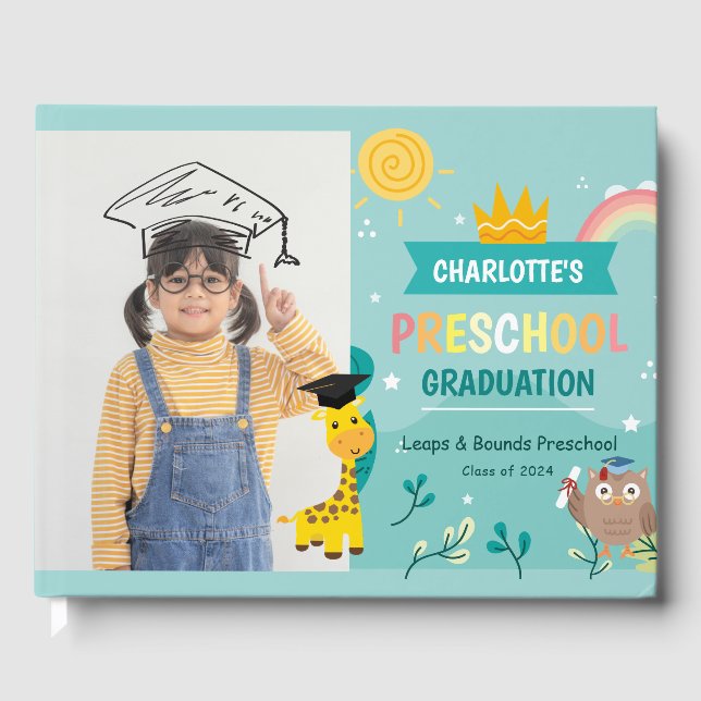 Animal Kids Preschool Graduation Party Guest Book (Front)