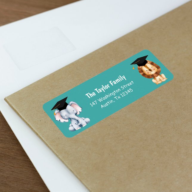 Animal Kids Preschool Graduation Return Addres (Animal Kids Preschool Graduation Return Addres Label)