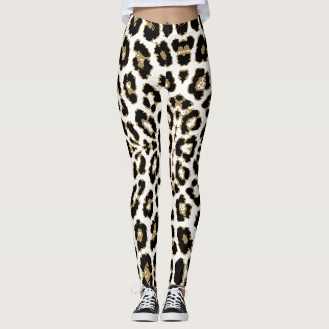 Animal Leopard Cheetah Print Pattern Leggings (Front)