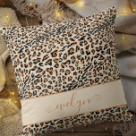 Animal Leopard Print Cream Black Tan Personalised Cushion<br><div class="desc">Leopard Print pillow. Trendy and ever popular animal print design in cream,  black and tan,  on both sides and personalised with your name on the front.</div>