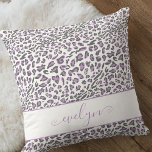 Animal Leopard Print Lilac Grey White Personalised Cushion<br><div class="desc">Leopard Print pillow. Trendy and ever popular animal print design in lilac grey and white,  on both sides and personalised with your name on the front.</div>