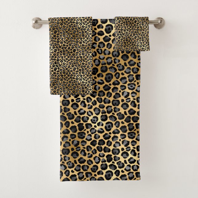 ANIMAL LEOPARD PRINT LUXURY BATHROOM TOWEL SET (Insitu)