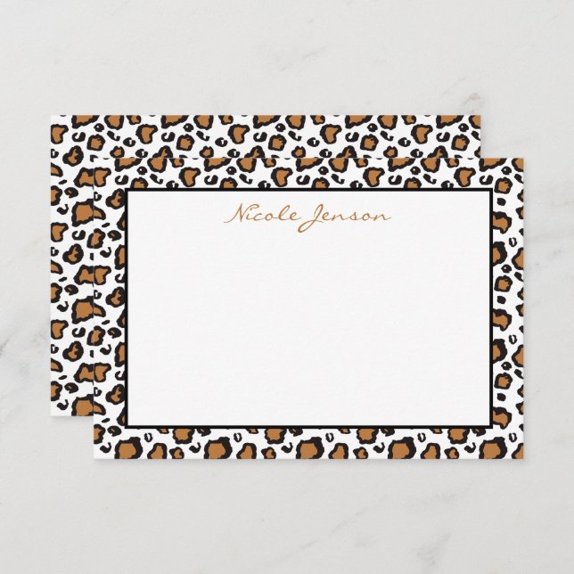 Animal Leopard Print Personalised Note Cards (Front/Back)