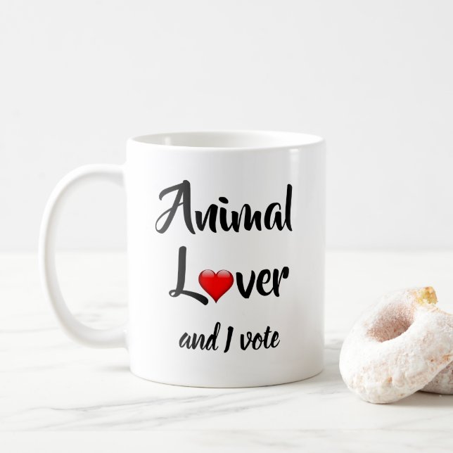 Animal Lover and I Vote Coffee Mug (With Donut)