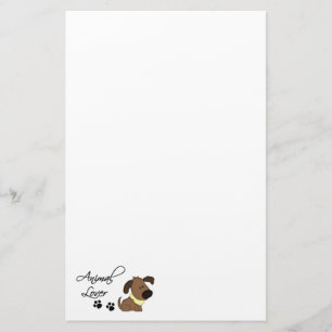Animal Lover-Cartoon Dog and paw prints Stationery