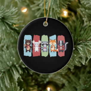 Animal Lover Christmas Racoon Opossum Winter  Ceramic Tree Decoration