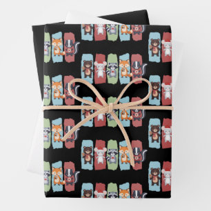 Animal Lover Christmas Racoon Opossum Winter  Wrapping Paper Sheet