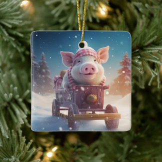 Animal Lover Gift, Farm Lover Gift, Cute Pig Ceramic Ornament