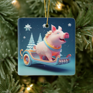 Animal Lover Gift, Farm Lover Gift, Cute Pig Ceramic Ornament