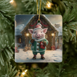 Animal Lover Gift, Farm Lover Gift, Cute Pig Ceramic Ornament