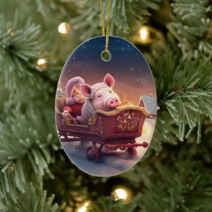 Animal Lover Gift, Farm Lover Gift, Cute Pig Ceramic Tree Decoration