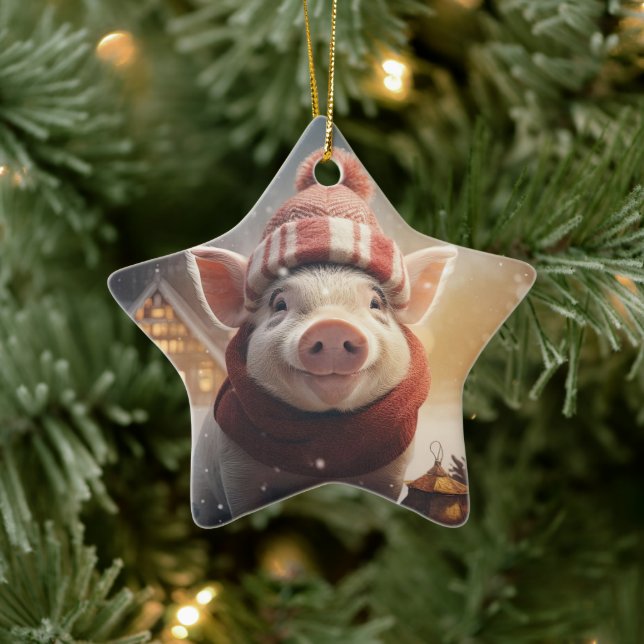 Animal Lover Gift, Farm Lover Gift, Cute Pig Ceramic Tree Decoration (Tree)