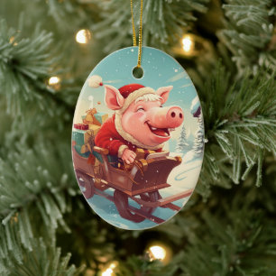 Animal Lover Gift, Farm Lover Gift, Cute Pig Ceramic Tree Decoration