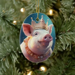 Animal Lover Gift, Farm Lover Gift, Cute Pig Ceramic Tree Decoration