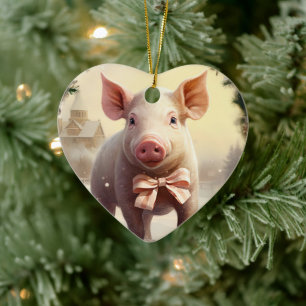 Animal Lover Gift, Farm Lover Gift, Cute Pig Ceramic Tree Decoration