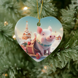 Animal Lover Gift, Farm Lover Gift, Cute Pig Ceramic Tree Decoration