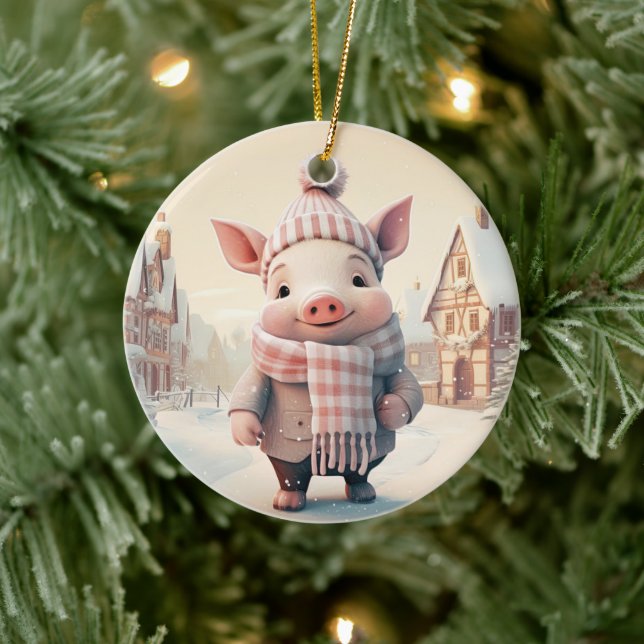 Animal Lover Gift, Farm Lover Gift, Cute Pig Ceramic Tree Decoration (Tree)