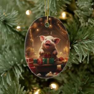 Animal Lover Gift, Farm Lover Gift, Cute Pig Ceramic Tree Decoration