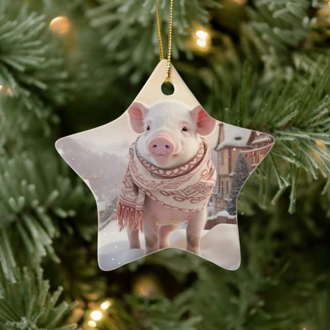 Animal Lover Gift, Farm Lover Gift, Cute Pig Ceramic Tree Decoration (Tree)