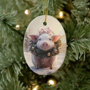 Animal Lover Gift, Farm Lover Gift, Cute Pig Ceramic Tree Decoration