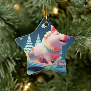 Animal Lover Gift, Farm Lover Gift, Cute Pig Ceramic Tree Decoration
