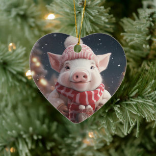 Animal Lover Gift, Farm Lover Gift, Cute Pig Ceramic Tree Decoration