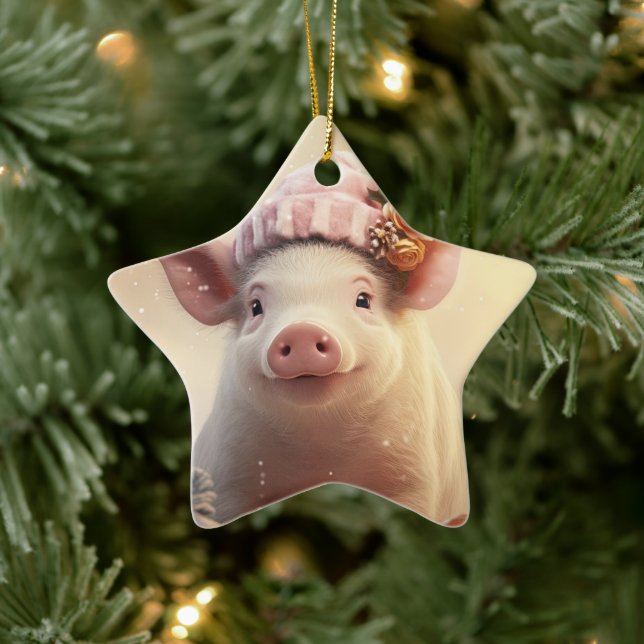 Animal Lover Gift, Farm Lover Gift, Cute Pig Ceramic Tree Decoration (Tree)