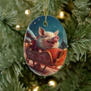 Animal Lover Gift, Farm Lover Gift, Cute Pig Ceramic Tree Decoration