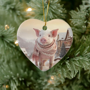 Animal Lover Gift, Farm Lover Gift, Cute Pig Ceramic Tree Decoration