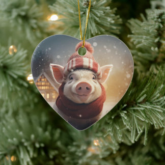 Animal Lover Gift, Farm Lover Gift, Cute Pig Ceramic Tree Decoration