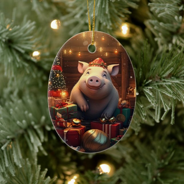 Animal Lover Gift, Farm Lover Gift, Cute Pig Ceramic Tree Decoration (Tree)