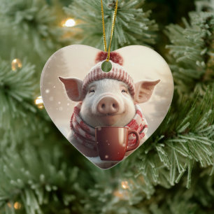 Animal Lover Gift, Farm Lover Gift, Cute Pig Ceramic Tree Decoration