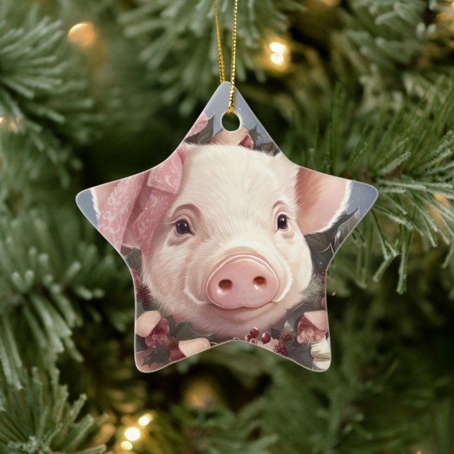 Animal Lover Gift, Farm Lover Gift, Cute Pig Ceramic Tree Decoration (Tree)