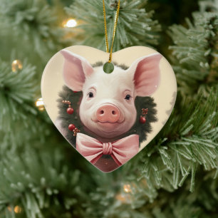 Animal Lover Gift, Farm Lover Gift, Cute Pig Ceramic Tree Decoration