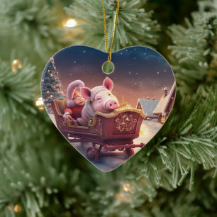 Animal Lover Gift, Farm Lover Gift, Cute Pig Ceramic Tree Decoration