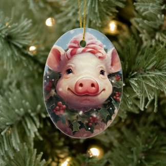 Animal Lover Gift, Farm Lover Gift, Cute Pig Ceramic Tree Decoration