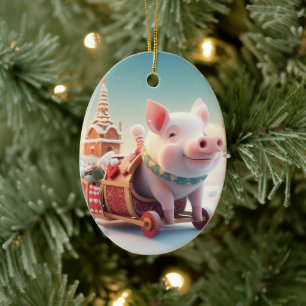 Animal Lover Gift, Farm Lover Gift, Cute Pig Ceramic Tree Decoration