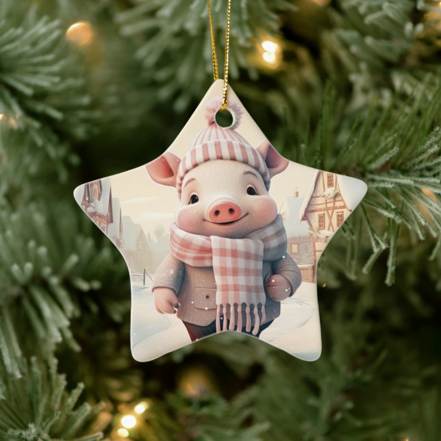 Animal Lover Gift, Farm Lover Gift, Cute Pig Ceramic Tree Decoration (Tree)