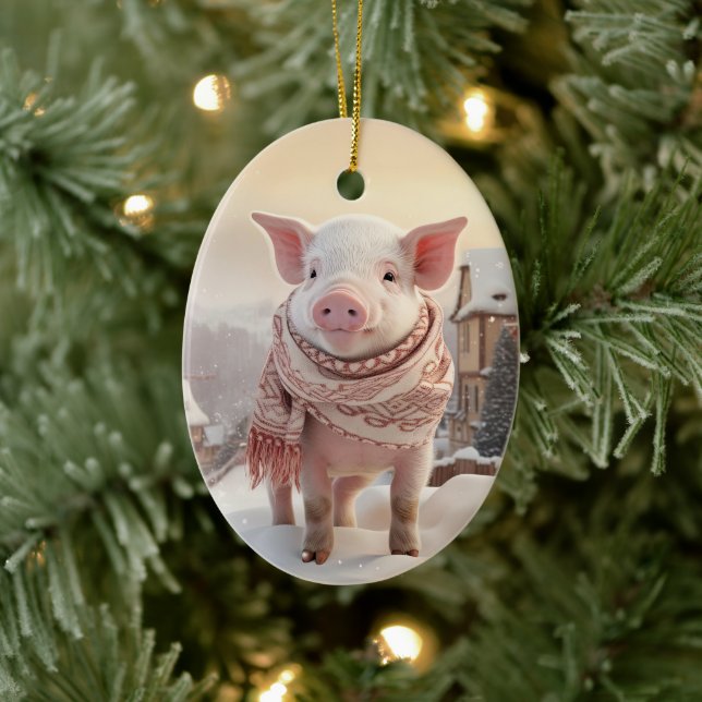Animal Lover Gift, Farm Lover Gift, Cute Pig Ceramic Tree Decoration (Tree)