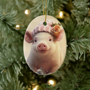 Animal Lover Gift, Farm Lover Gift, Cute Pig Ceramic Tree Decoration
