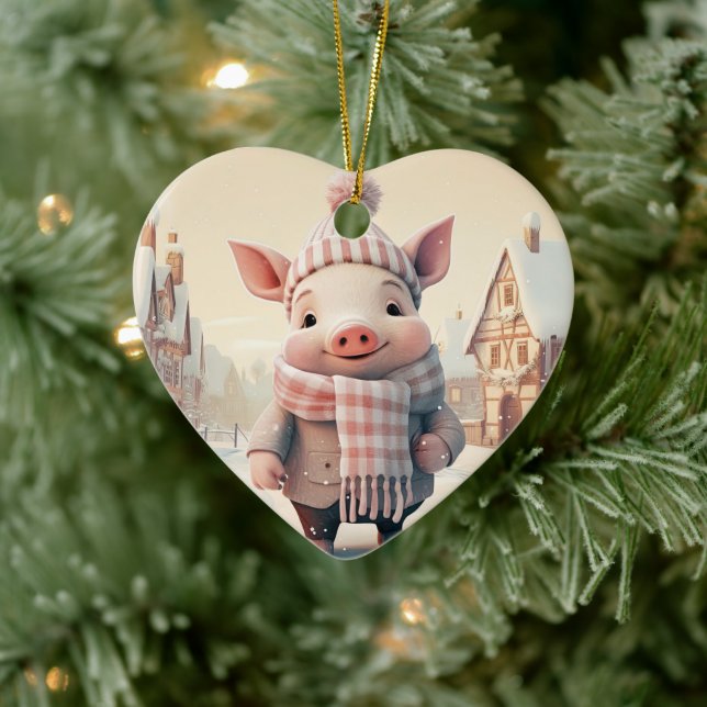 Animal Lover Gift, Farm Lover Gift, Cute Pig Ceramic Tree Decoration (Tree)