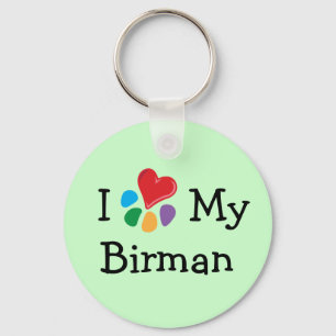 Animal Lover_I Heart My Birman Key Ring