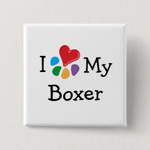 Animal Lover_I Heart My Boxer 15 Cm Square Badge