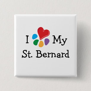 Animal Lover_I Heart My St. Bernard 15 Cm Square Badge