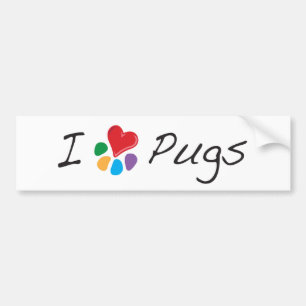 Animal Lover_I Heart Pugs Bumper Sticker