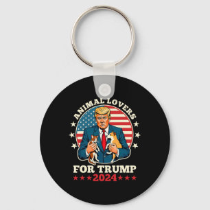 Animal Lovers For Trump 2024 Cat And Dog Campaign Key Ring