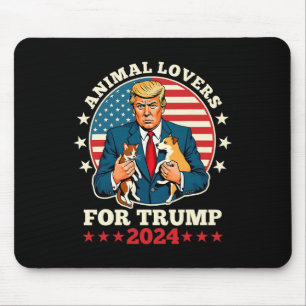 Animal Lovers For Trump 2024 Cat And Dog Campaign  Mouse Pad